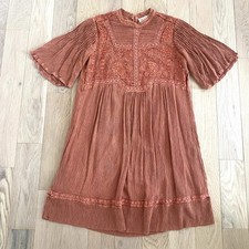 Anthropologie Meadow Rue Calistoga Tunic Dress Size 6 Embroidered Lined Boho