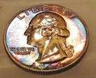 1964 Gem Proof Quarter 90% Monster Colorful Toning #419 ~ 1