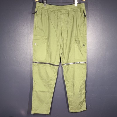 Stone Island Men's Convertible Zip Knee Cargo Pants Olive Green Sz 38