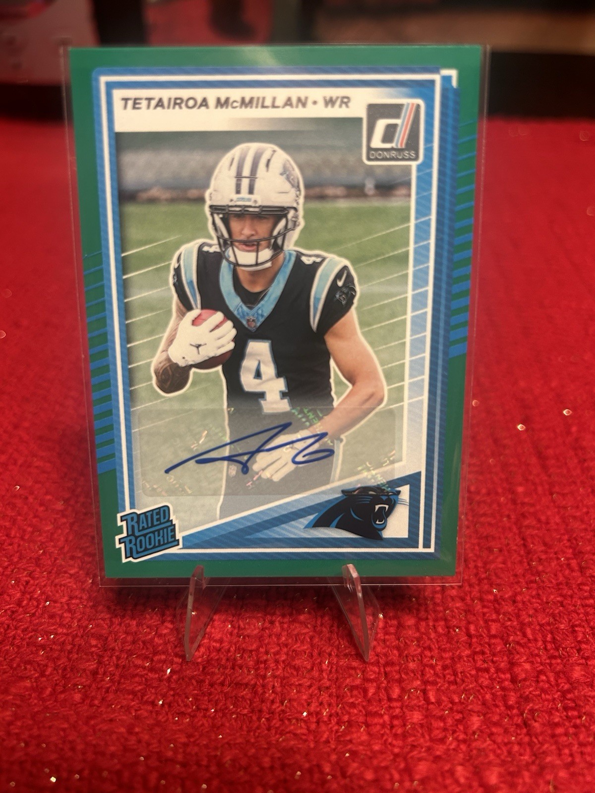 2025 Panini Donruss Football TETAIROA MCMILLAN Rated Rookie Green Press Auto