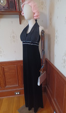 Vintage 1990s Y2K Jump Brand Black Velvet Gothic Old Hollywood Glamor Prom Dress
