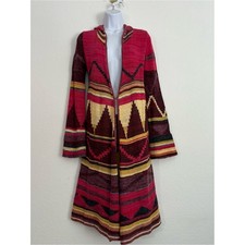 Free People Lima Aztec Hooded Cardigan Duster Sweater Medium Bohemian