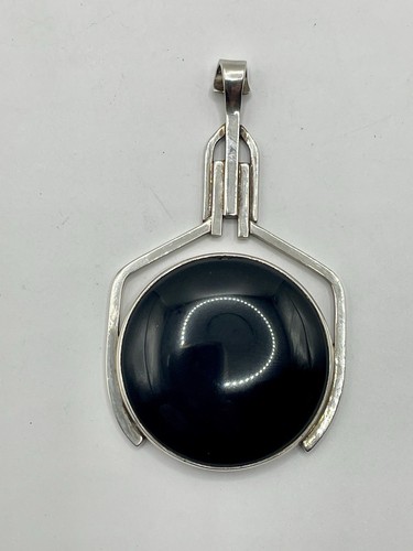 Vintage Designer Gary Rex Erickson Modernist Onyx Sterlingsilber Anhänger