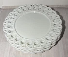 4 Vintage Milk Glass Open Lace Plates 10”