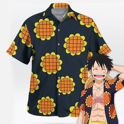 Luffy Dressrosa Shirt Cosplay Outfit Sunflower Hawaiian Shirt