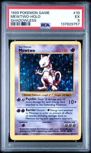 Mewtwo Holo Shadowless PSA 5 1999 Pokemon Game #10