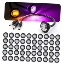 50 Pcs Multi-Color 3/4 Inch Mini Round 2 LED Amber to Purple Side Marker