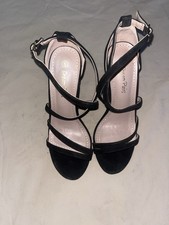 Dream Pairs Women's Black Strappy Ankle Strap Open Toe Stiletto Heels 5