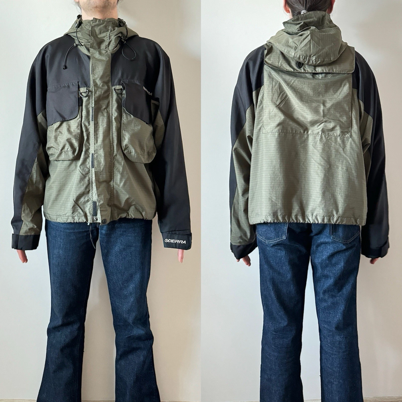 90s vintage Scierra wading flyfishing two tone cropped hooded jacket XL
Opens in a new window or tab