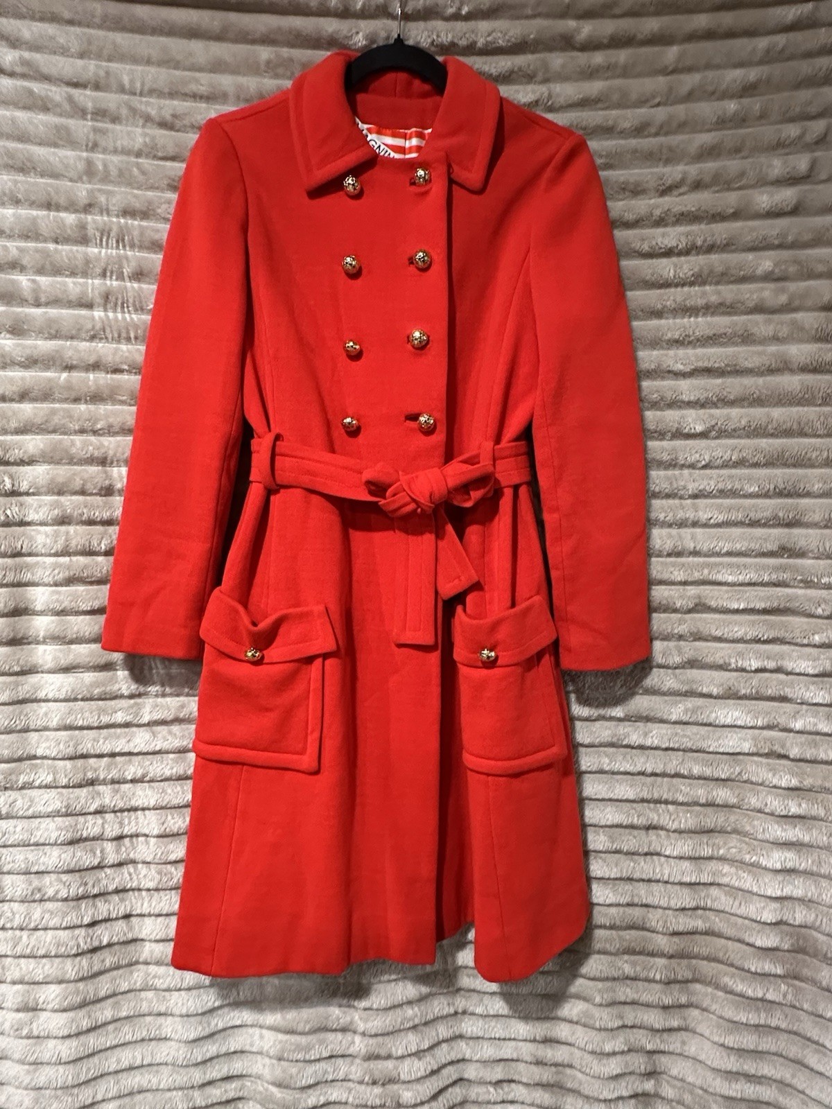 Vintage 1940s Red Cashmere/wool Blend Peacoat By Magnin