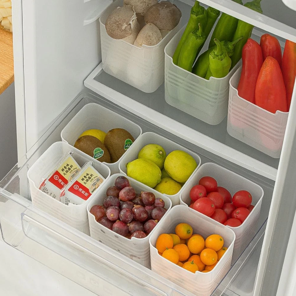 Set Di 6 Organizer per Frigorifero, Porta Laterale, Contenitore in Plastica Tras - Immagine 3 di 4