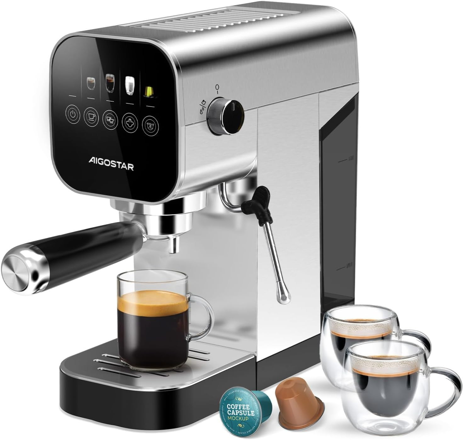 - Macchina Caffè Espresso 2-In-1, Compatibile Con Capsule E Caffè Macinato, 20 B