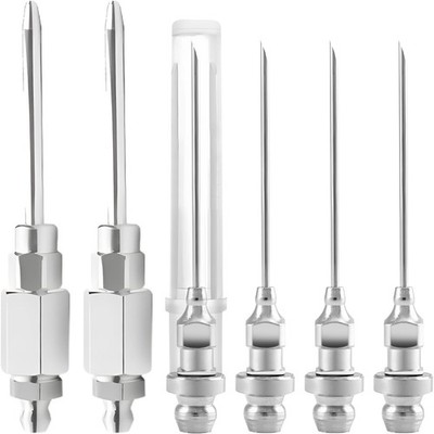 6PCS Grease Gun Tips, Contain 4PCS 1/8 Inch NPT Threads 18G Grease Gun Needle Ti