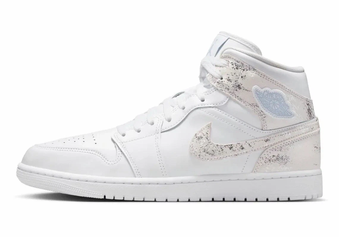 Nike Air Jordan 1 Mid SE Distressed White Field Silver IR2271-100 Mens Size NEW