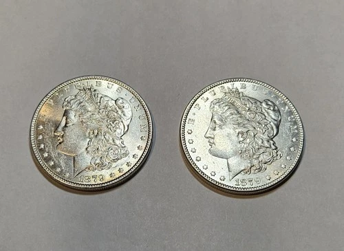 Morgan Silver Dollar Coins 1879 Circulated Lot of 2 $1 UNC