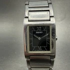 Seiko Tank Watch Women 20mm Black Dial Silver Tone 1N00-6T40 New Battery Vintage