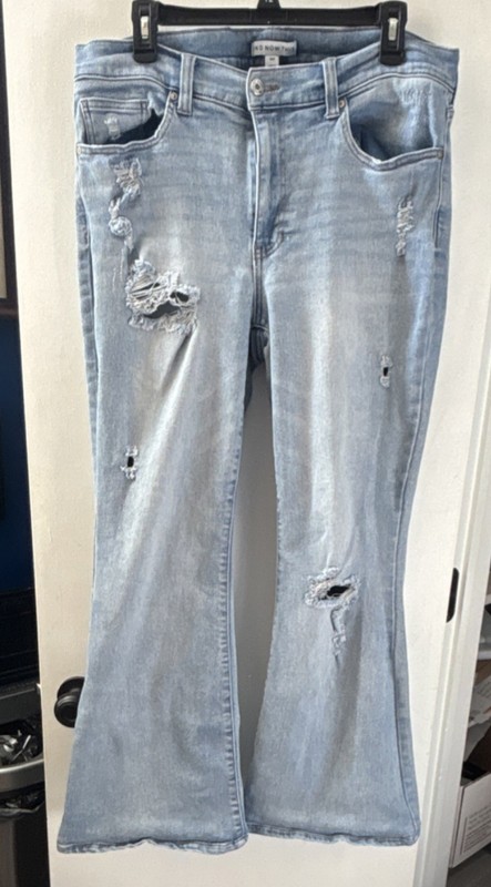 AND NOW THIS Flared Distressed Light Blue Denim Jeans Women’s 16W Macy’s