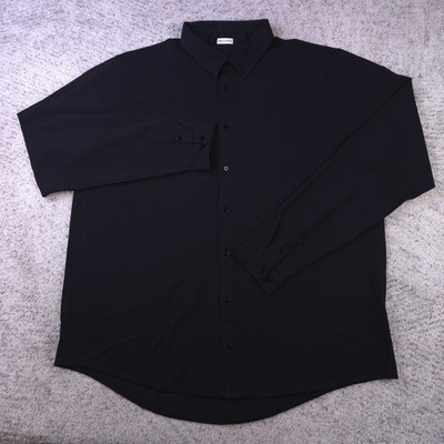 Son Of A Tailor Shirt Mens 3XLT 19 Neck Pique Knit Button Up Long Sleeve Black