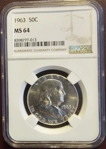 1963 Franklin Half Dollar certified MS 64 by NGC!