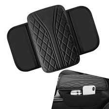 Car Center Console Cover, Multi-functional Leather Scratch-resistant 1 PC Black