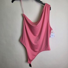 Paige Saveria Bodysuit Dusty Bubblegum Pink One Shoulder Stretch Size XL