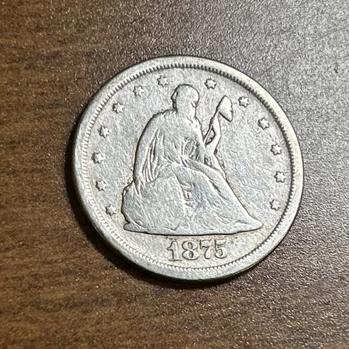 1875-S 20c Twenty Cent Piece Seated Liberty VG Light Cleaning