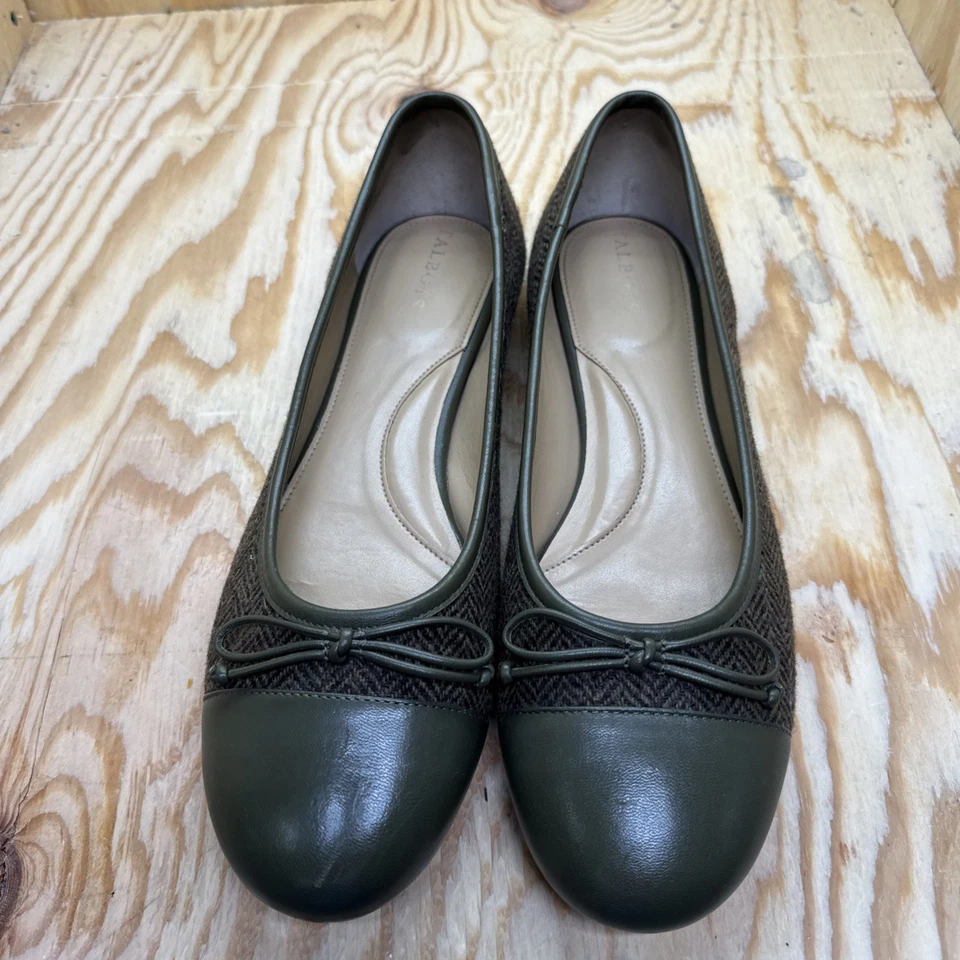 Zapatos planos de ballet Talbots verde espiga para mujer talla 11M oficina estilo preppy Foto 2 de 4