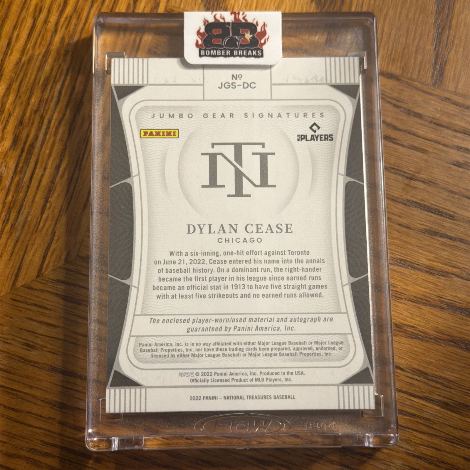2022 National Treasures Dylan Cease Jumbo Gear Signatures Platform 1/1 White Sox view 9