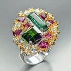 Expensive 11ct+ gems Natural Tourmaline Ring 925 Sterling Silver Size 8 /R469029