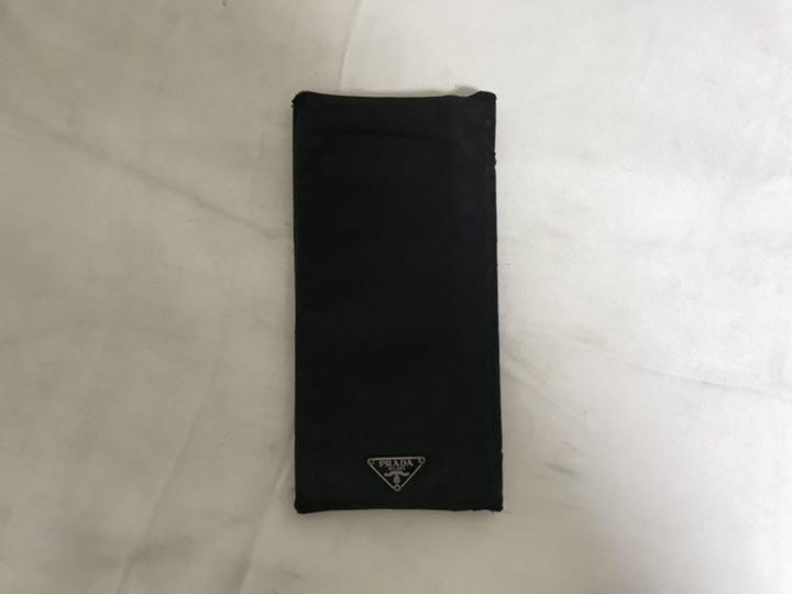 Prada Black Nylon and Leather Bifold Long Wallet