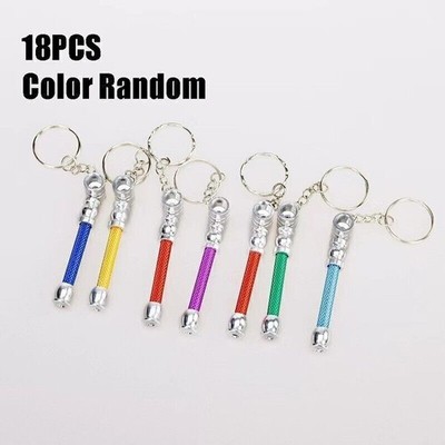 18pc Bulk Random Color Metal Keychain Smoking Pipe Mini Pendant for Tobacco Use