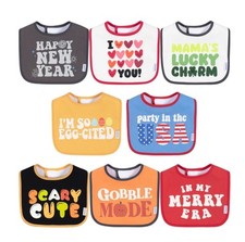 Baby Holiday Bibs Boy or Girl Lot of 8 NWT Gerber Onesie Brand 100 Cotton