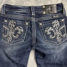 Miss Me Girls Capri Jean Shorts Embroidered/Rhinestone Sz. 12 JK5375P5
