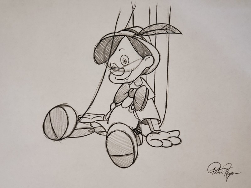 Disney Pinocchio puppet Character Animation Drawing/Sketch Trading Pin Art