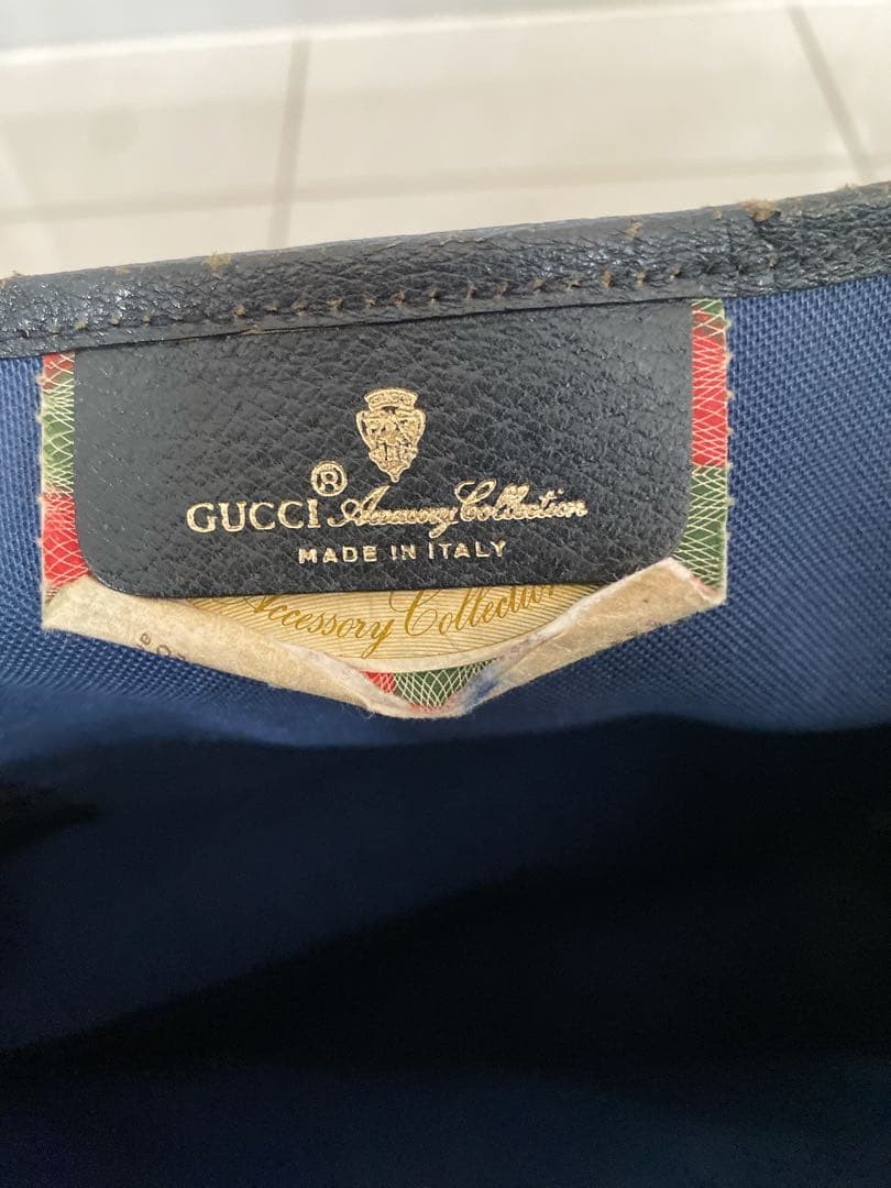 GUCCI GG Pattern Leather Tote Bag Beige/Black Vintage thumbnail 3