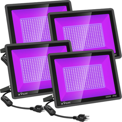 4 Pack 200W LED Flood Black Lights,395Nm to 405Nm UV Outdoor Flood High Power Bl