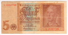 1942 Germany 5 Reichsmark 15347798 Paper Money Banknotes