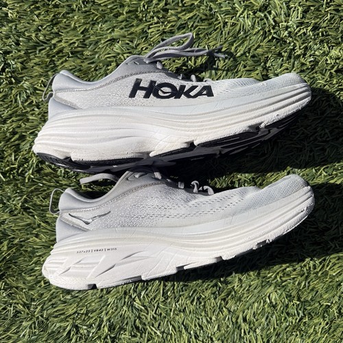 Hoka One One Clifton 9 Running Trainers Light Grey White - Picture 5 of 7