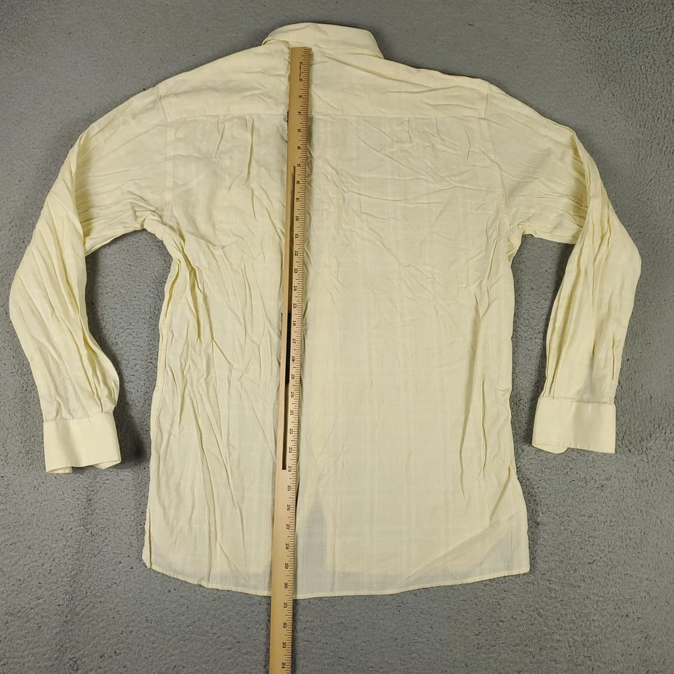 Camisa Ermenegildo Zegna Para Hombre Mediana Amarilla Hecha en Italia Vestido Manga Larga Lino Foto 3 de 4