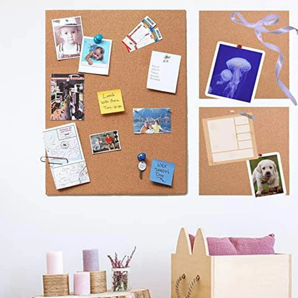 2 Pack Rectangle Cork Boards for Walls,1/2" Thick Cork Tiles with 20 Push Pin... - Image 3 of 4