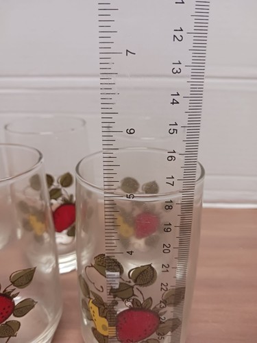 Sears Strawberry Glasses Vintage Anchor Hocking Beverage 12oz Set of 8 - Picture 2 of 3