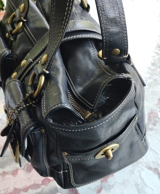 バッグ COACH Vintage Leather Black Shoulder Bag Vintage Coach Black Leather Equestrian Flap Cross Body Purse Bag