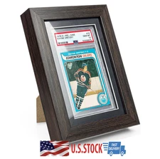 Graded Trading Card Display Case 1 PSA Slab Sport Football Baseball Wood Frame