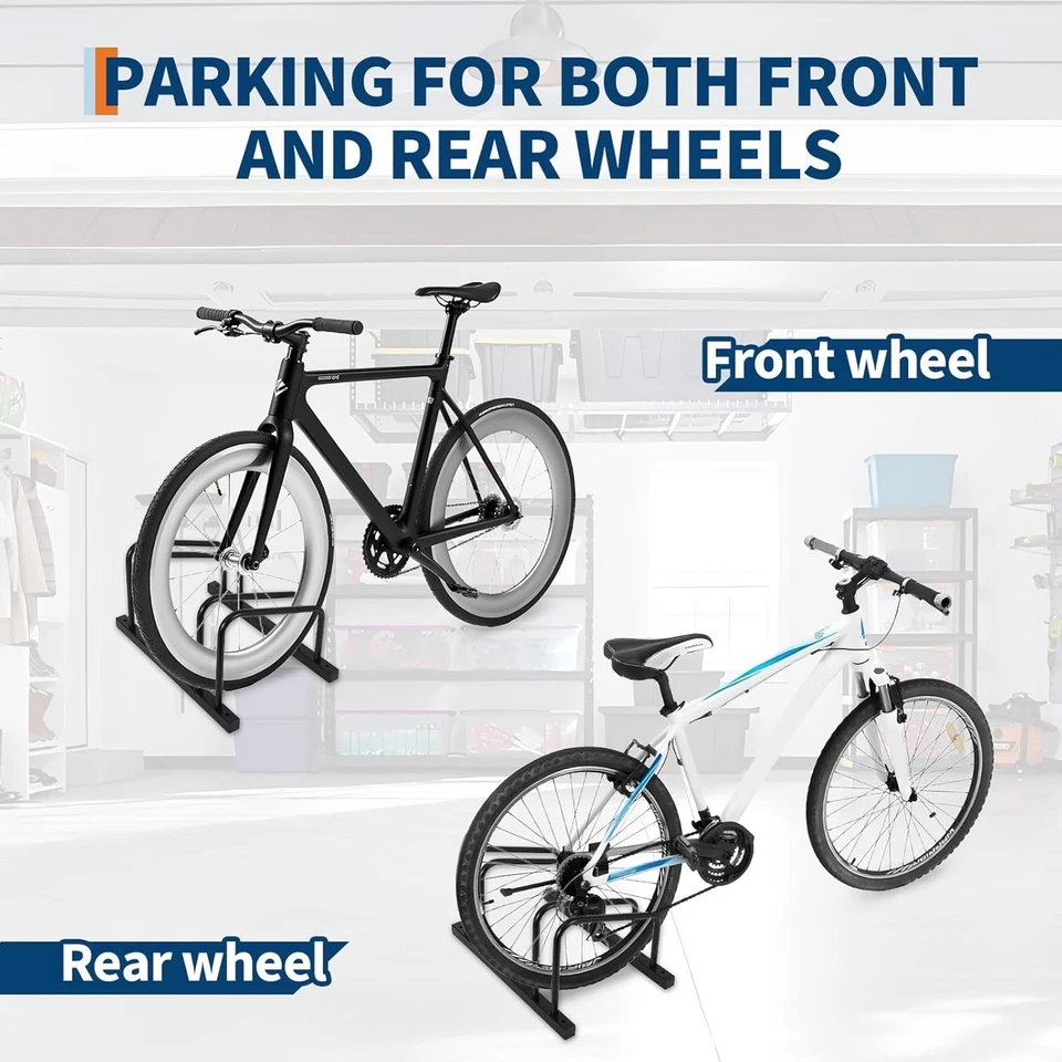 Heavy Duty 2 Bike Floor Stand Rack Carbon Steel Storage Organizer Indoor Outdoor - Image 4 of 4