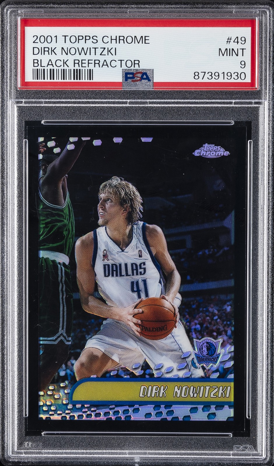 2001 TOPPS CHROME BLACK REFRACTOR #49 DIRK NOWITZKI 44/50 PSA 9
