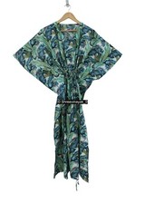 Indian Multi Long Floral Print Cotton Hippie Maxi Women Nightwear Caftan Dress