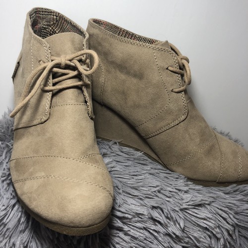 Bongo Josie Beige Bronceado cuña Botines con cordones para mujer Talla 8  Botas de otoño invierno | eBay