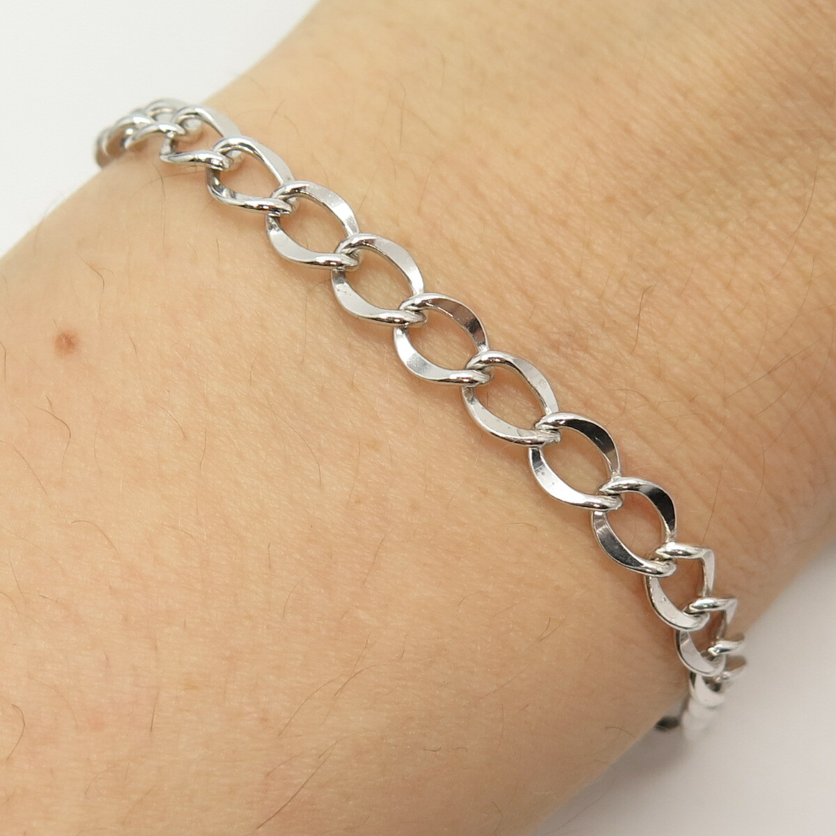 925 Sterling Silver Vintage Cable Link Bracelet 6 3/4