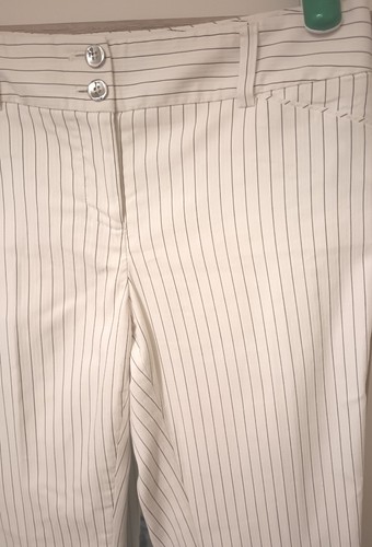 WHBM Women's Legacy 2R Slacks White/Black Stripes Modern Boot - Picture 3 of 12