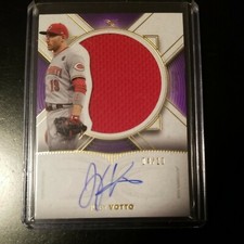 Joey Votto Patch Auto 2021 Topps Definitive Relic /10 Purple ARC-JV RED PATCH